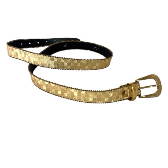 Gold Colored Thin Checkered Beaded Shiny Belt ,Y2K, Statement Piece, Adjustable - Picture 7 of 7